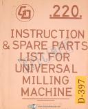 Dufour-Dufour Gaston No. 54, Universal Milling, Instructions and Spare Parts Manual-54-No. 54-01